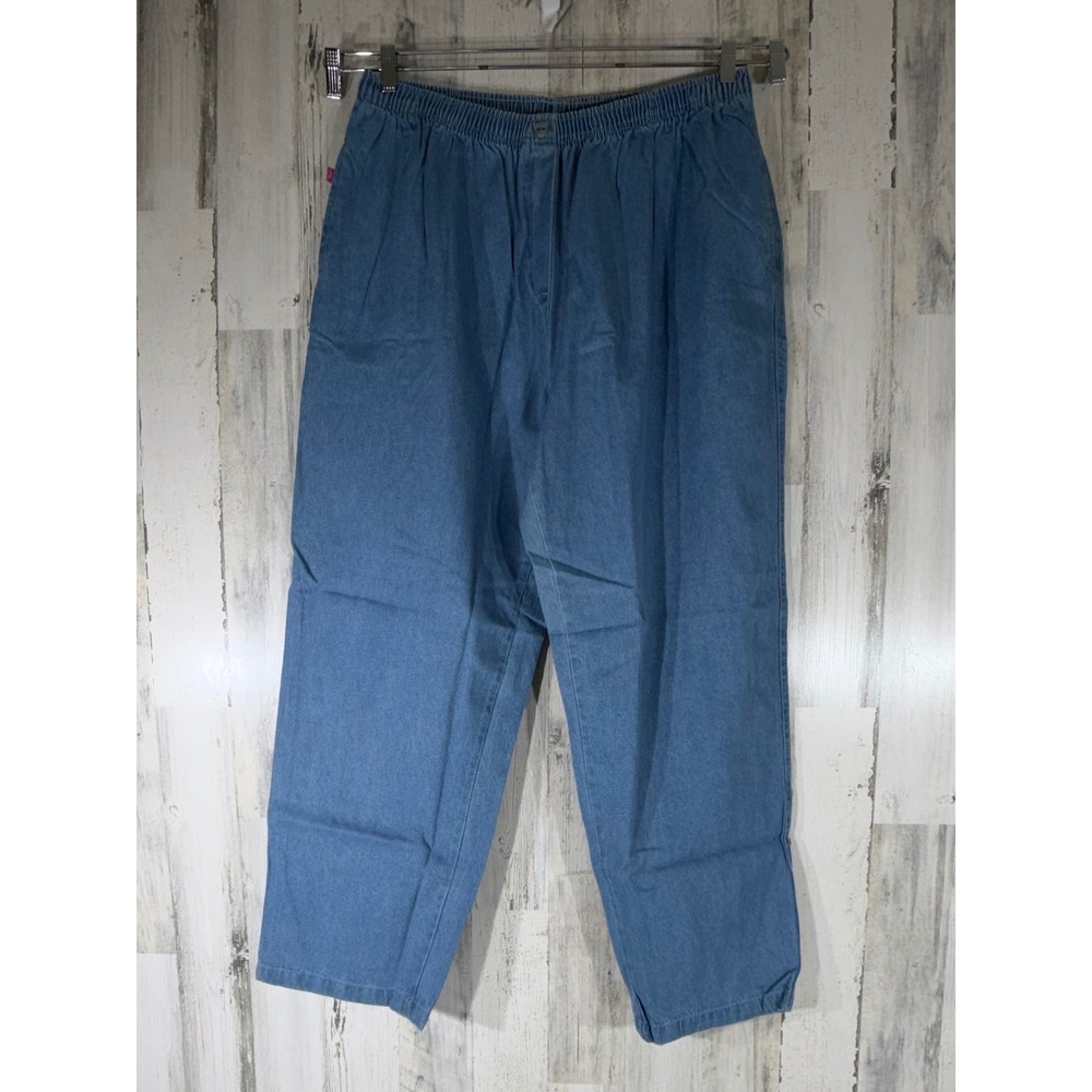 Woman Within Pull Denim Pants 24W Classic Fit Elastic Waist Cotton READ